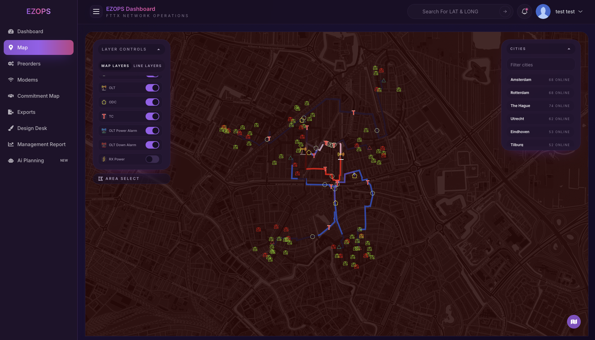 Advanced Interactive FTTX Mapping System